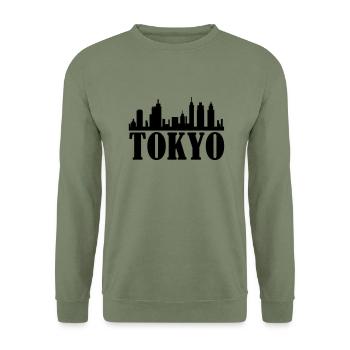tokyo_01 - Unisex Pullover - Armeegrün - Vorne - Alina (178cm) & Michal (187cm)