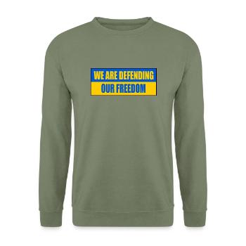 We are defending our freedom - Unisex Sweatshirt - army green - Front - Alina (178cm) & Michal (187cm)