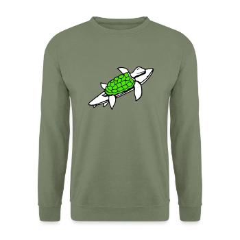 Water Turtle Surfboard Surfer Fun Surfing - Unisex Sweatshirt - army green - Front - Alina (178cm) & Michal (187cm)