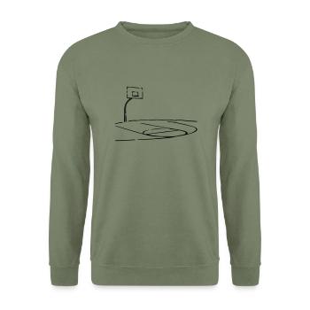 basket-ball court - Sweat-shirt Unisexe - vert militaire - Devant - Alina (178cm) & Michal (187cm)