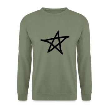 Pentacle - Devil - 666 - Star - Unisex Sweatshirt - army green - Front - Alina (178cm) & Michal (187cm)