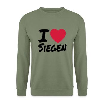I Love Siegen - Unisex Pullover - Armeegrün - Vorne - Alina (178cm) & Michal (187cm)