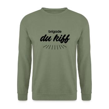 Brigade du kiff - Sweat-shirt Unisexe - vert militaire - Devant - Alina (178cm) & Michal (187cm)
