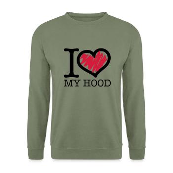i_love_my_hood_c2 - Unisex Pullover - Armeegrün - Vorne - Alina (178cm) & Michal (187cm)