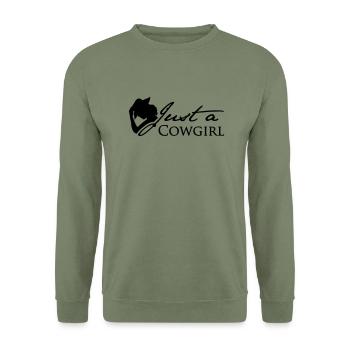 Just a Cowgirl - Unisex Pullover - Armeegrün - Vorne - Alina (178cm) & Michal (187cm)