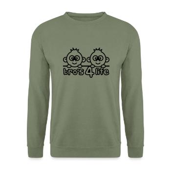 Bros 4 Life Comic Design - Unisex Pullover - Armeegrün - Vorne - Alina (178cm) & Michal (187cm)