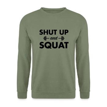 Shut Up And Squat - Unisex Pullover - Armeegrün - Vorne - Alina (178cm) & Michal (187cm)