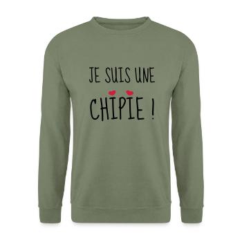 Je suis une chipie ! Naissance - Bébé - Fille - Sweat-shirt Unisexe - vert militaire - Devant - Alina (178cm) & Michal (187cm)
