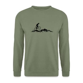 Sport - Radfahrer Berge - Unisex Pullover - Armeegrün - Vorne - Alina (178cm) & Michal (187cm)