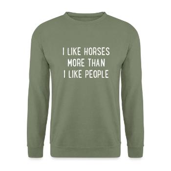 Chevaux - Sweat-shirt Unisexe - vert militaire - Devant - Alina (178cm) & Michal (187cm)