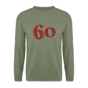 60. 60 YEARS. 60th ANNIVERSARY. 60TH BIRTHDAY. - Unisex Sweatshirt - army green - Front - Alina (178cm) & Michal (187cm)