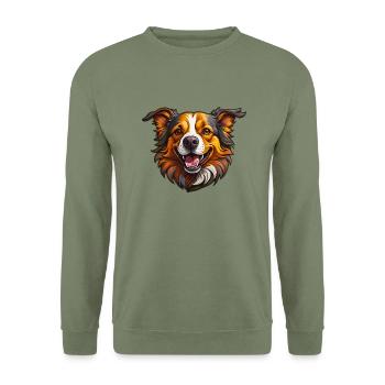 Happy dog - Unisex Sweatshirt - army green - Front - Alina (178cm) & Michal (187cm)