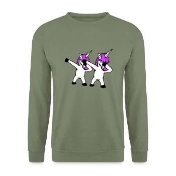 2 Licornes Dabbing Dab Danse Soirée Pose Geste Équipe - Sweat-shirt Unisexe - vert militaire - Devant - Alina (178cm) & Michal (187cm)