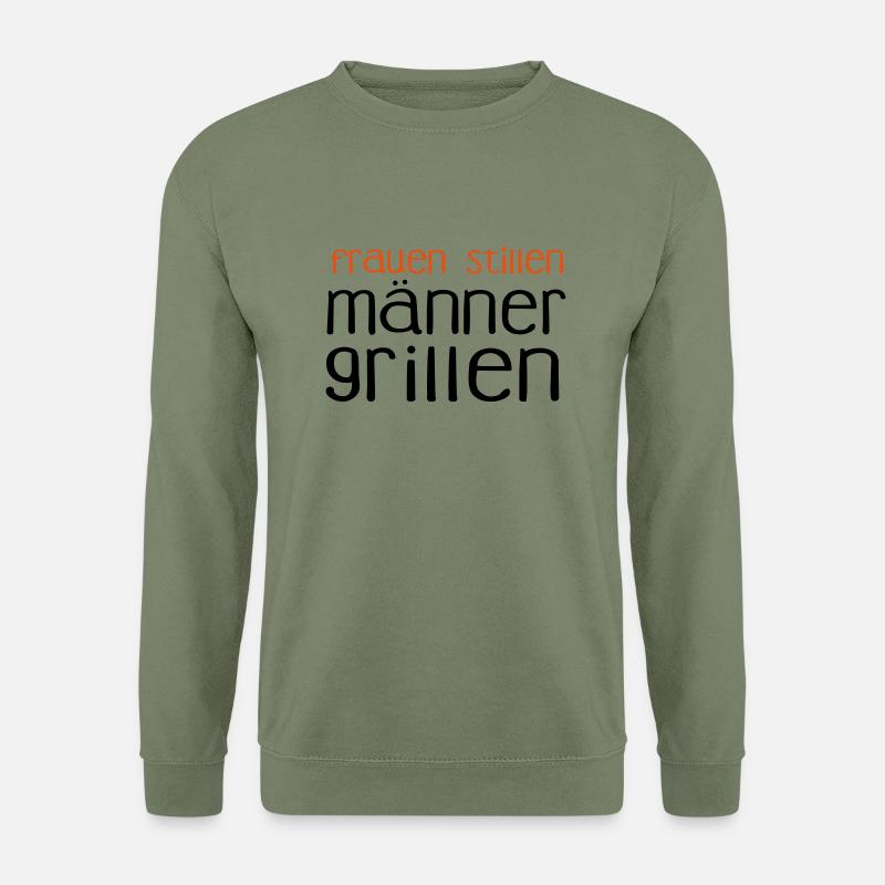 Männer grillen - Unisex Pullover - Armeegrün