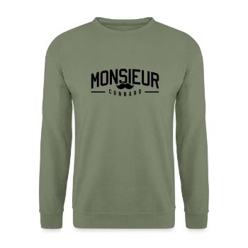 Monsieur-connard - Sweat-shirt Unisexe - vert militaire - Devant - Alina (178cm) & Michal (187cm)