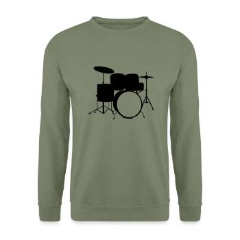 Drums Schlagzeug - Unisex Pullover - Armeegrün - Vorne - Alina (178cm) & Michal (187cm)