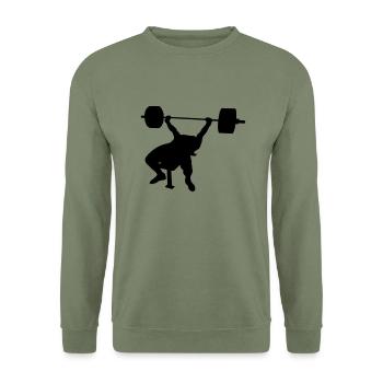 Bankdrücken start - Unisex Pullover - Armeegrün - Vorne - Alina (178cm) & Michal (187cm)