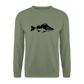fish_barsch_gg1 - Unisex Sweatshirt - army green - Front - Alina (178cm) & Michal (187cm)