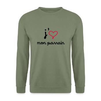 J'aime mon parrain - Sweat-shirt Unisexe - vert militaire - Devant - Alina (178cm) & Michal (187cm)