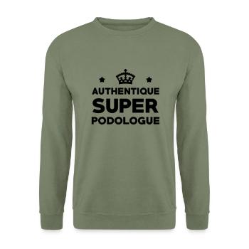 Podologue / Pédicure / Pied / Podologie / Médical - Sweat-shirt Unisexe - vert militaire - Devant - Alina (178cm) & Michal (187cm)