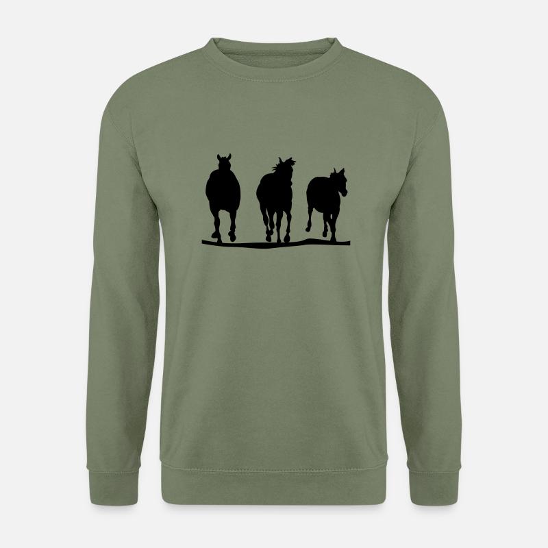 Pferde Herde | Silhouette - Unisex Pullover - Armeegrün