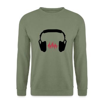 headphones - Unisex Sweatshirt - army green - Front - Alina (178cm) & Michal (187cm)