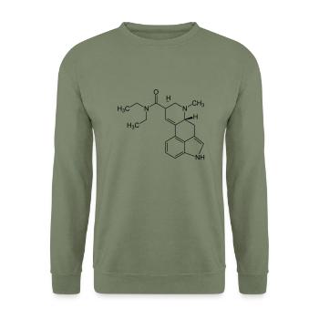 LSD Strukturformel - Unisex Pullover - Armeegrün - Vorne - Alina (178cm) & Michal (187cm)