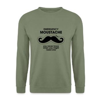 Emergency Moustache - Sweat-shirt Unisexe - vert militaire - Devant - Alina (178cm) & Michal (187cm)