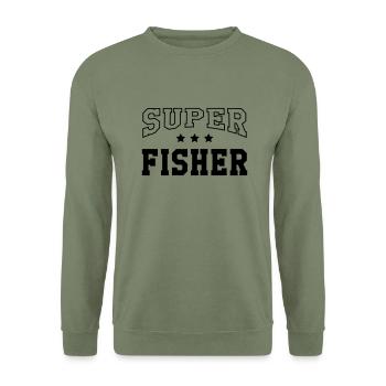 Super Fisher - Sweat-shirt Unisexe - vert militaire - Devant - Alina (178cm) & Michal (187cm)