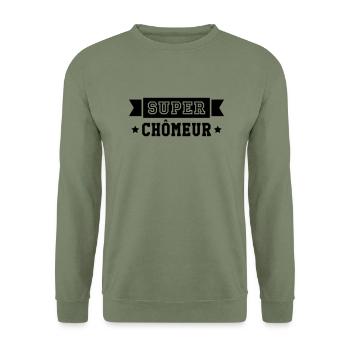 Chômeur / Travail / Chômage / Chomeuse / Emploi - Sweat-shirt Unisexe - vert militaire - Devant - Alina (178cm) & Michal (187cm)