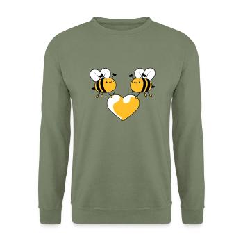 2 bees in love - Unisex Sweatshirt - army green - Front - Alina (178cm) & Michal (187cm)