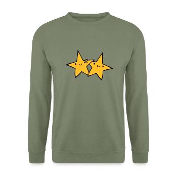 2 paires d’astérisques - Sweat-shirt Unisexe - vert militaire - Devant - Alina (178cm) & Michal (187cm)
