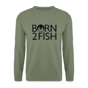 né le 2 poissons - Sweat-shirt Unisexe - vert militaire - Devant - Alina (178cm) & Michal (187cm)