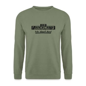 ich bin fleischermeister - Unisex Pullover - Armeegrün - Vorne - Alina (178cm) & Michal (187cm)