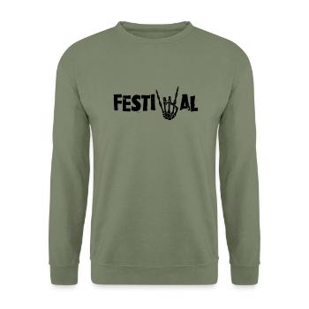festival - Unisex Pullover - Armeegrün - Vorne - Alina (178cm) & Michal (187cm)