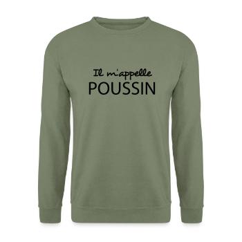 Il m'appelle poussin - Sweat-shirt Unisexe - vert militaire - Devant - Alina (178cm) & Michal (187cm)