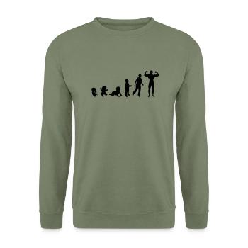Evolution human men man bodybuilding sports - Unisex Sweatshirt - army green - Front - Alina (178cm) & Michal (187cm)