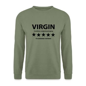 Virgin - 5 Star - Kundenbewertung - gold - Unisex Pullover - Armeegrün - Vorne - Alina (178cm) & Michal (187cm)