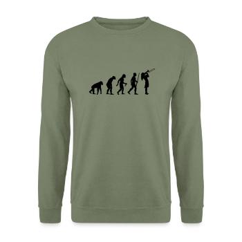 Female Trombone Player - Unisex Pullover - Armeegrün - Vorne - Alina (178cm) & Michal (187cm)