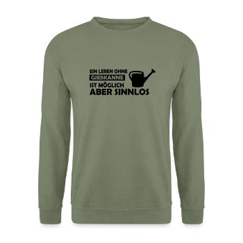 ein leben ohne gießkanne - Unisex Pullover - Armeegrün - Vorne - Alina (178cm) & Michal (187cm)