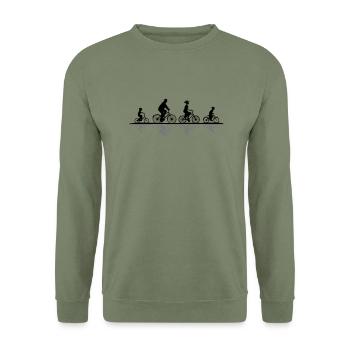 Freizeit - Radfahrer - Unisex Pullover - Armeegrün - Vorne - Alina (178cm) & Michal (187cm)