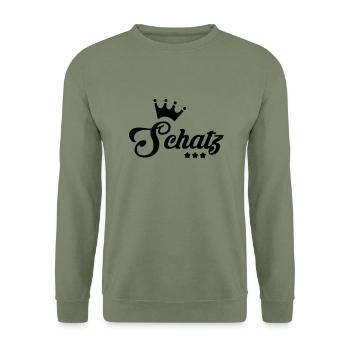 Amour / Saint Valentin / Coeur / Bébé / Love - Sweat-shirt Unisexe - vert militaire - Devant - Alina (178cm) & Michal (187cm)