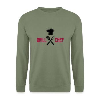 cook, cutlery, grill - Unisex Sweatshirt - army green - Front - Alina (178cm) & Michal (187cm)