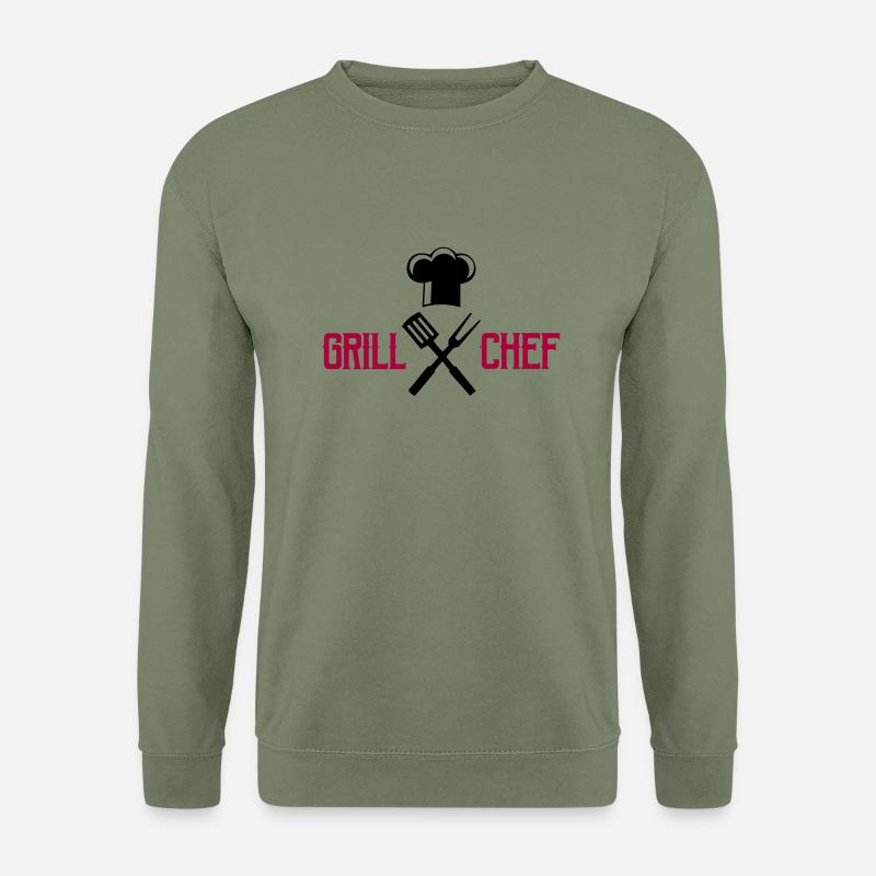kucharz, sztućce, grill - Bluza unisex - wojskowa zieleń
