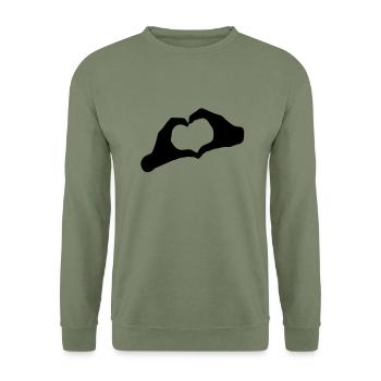 AMOUR - COEUR - AMOUR - COEUR - main mains - les - Sweat-shirt Unisexe - vert militaire - Devant - Alina (178cm) & Michal (187cm)