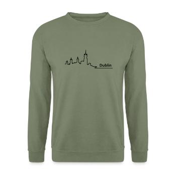 dublin horizon - Sweat-shirt Unisexe - vert militaire - Devant - Alina (178cm) & Michal (187cm)