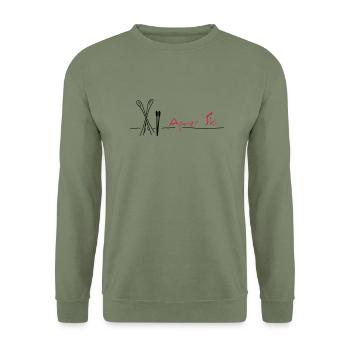 apres ski - Unisex Sweatshirt - army green - Front - Alina (178cm) & Michal (187cm)