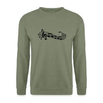 music_notes__f1 - Sweat-shirt Unisexe - vert militaire - Devant - Alina (178cm) & Michal (187cm)