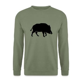 Wildschwein - Unisex Pullover - Armeegrün - Vorne - Alina (178cm) & Michal (187cm)