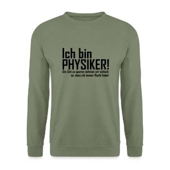 physiker - Unisex Pullover - Armeegrün - Vorne - Alina (178cm) & Michal (187cm)